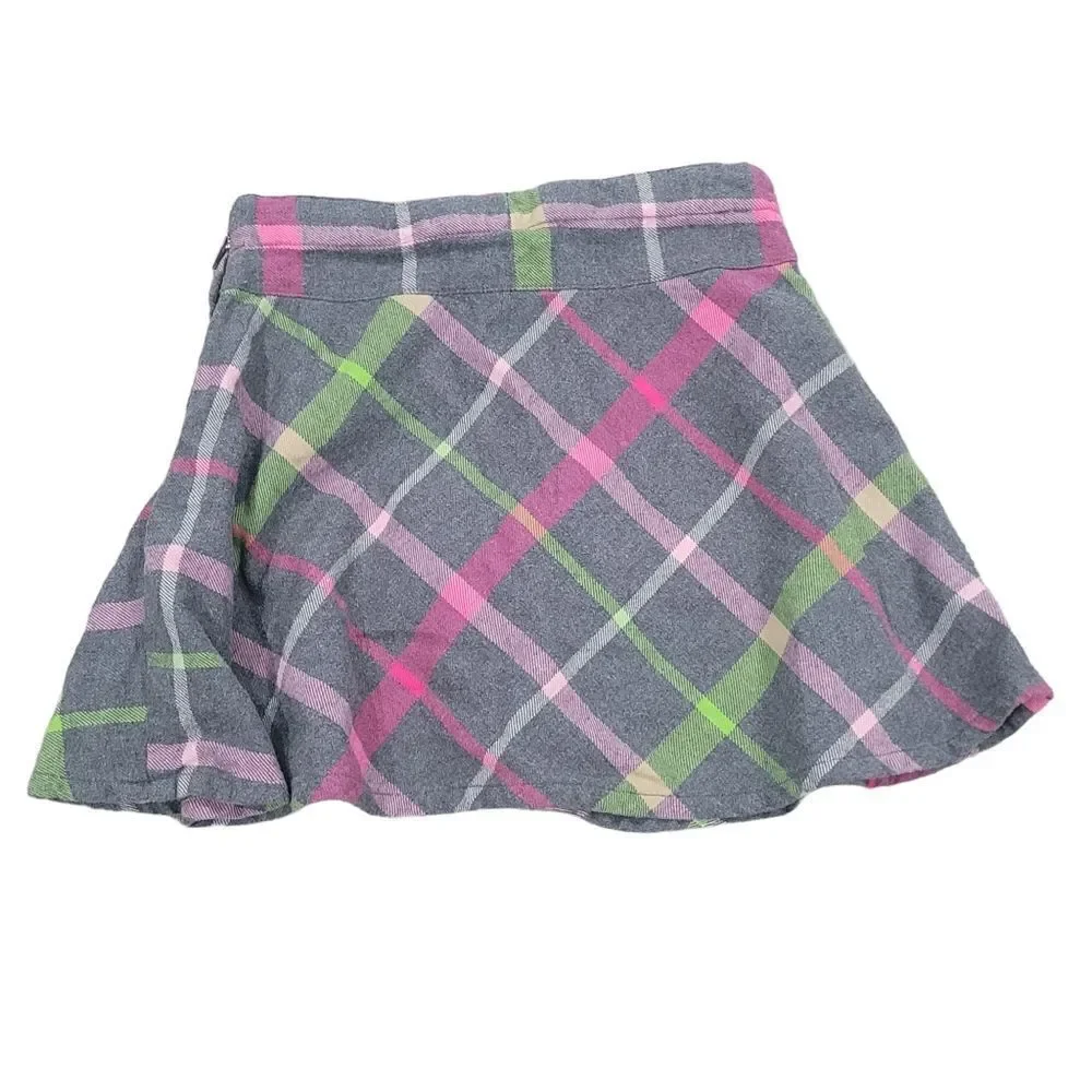 Gymboree grey pink plaid skirt